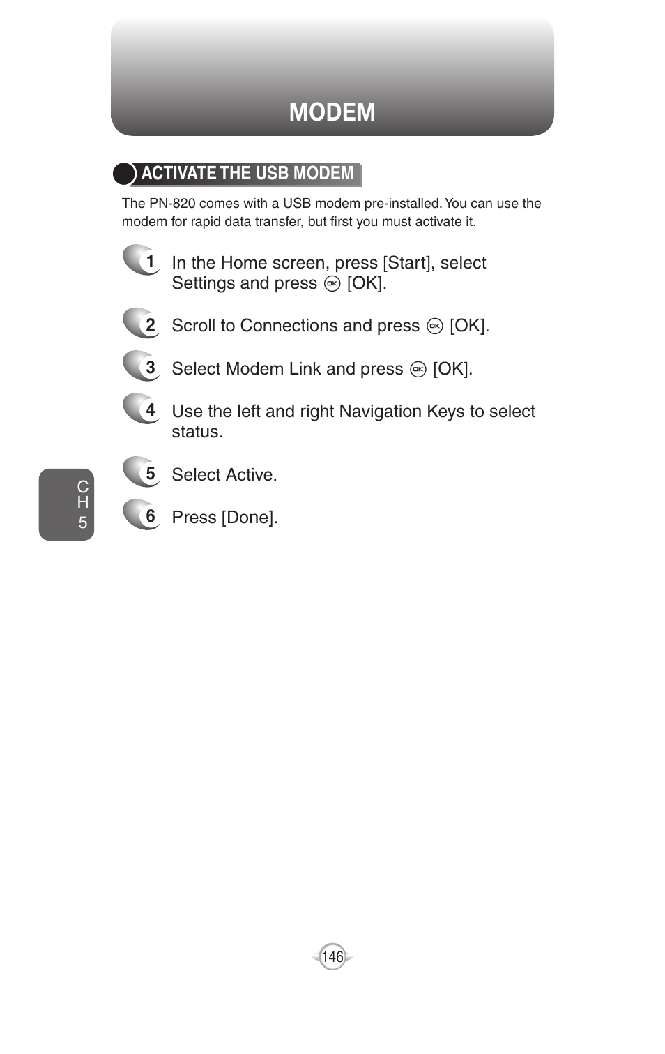Modem | UTStarcom PN-820 User Manual | Page 148 / 282