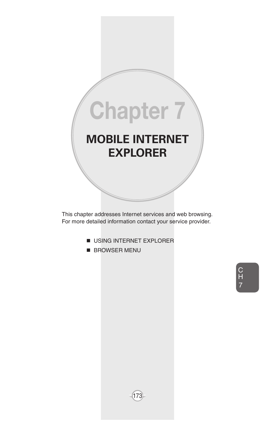 Chapter 7, Mobile internet explorer | UTStarcom PN-820 User Manual | Page 175 / 282