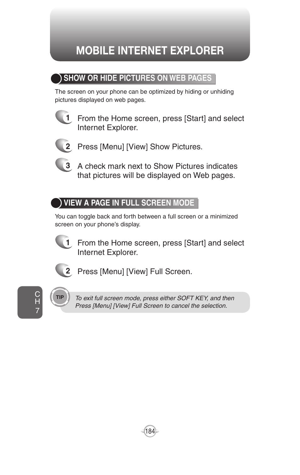 Mobile internet explorer | UTStarcom PN-820 User Manual | Page 186 / 282