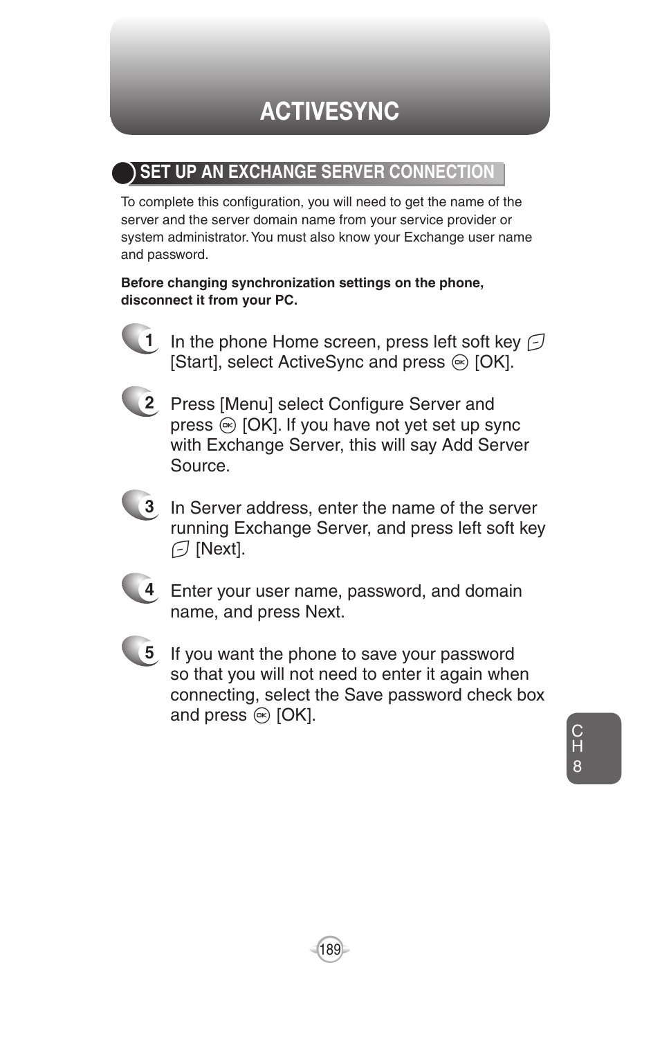 Activesync | UTStarcom PN-820 User Manual | Page 191 / 282