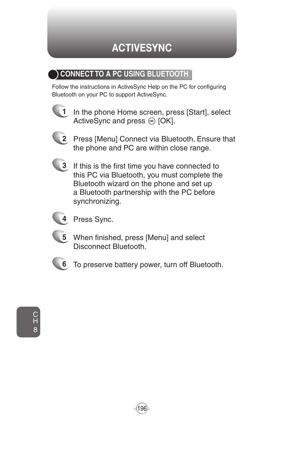 Activesync | UTStarcom PN-820 User Manual | Page 198 / 282