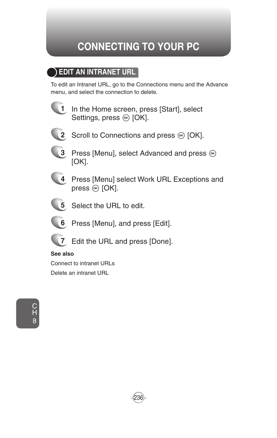 Connecting to your pc | UTStarcom PN-820 User Manual | Page 238 / 282