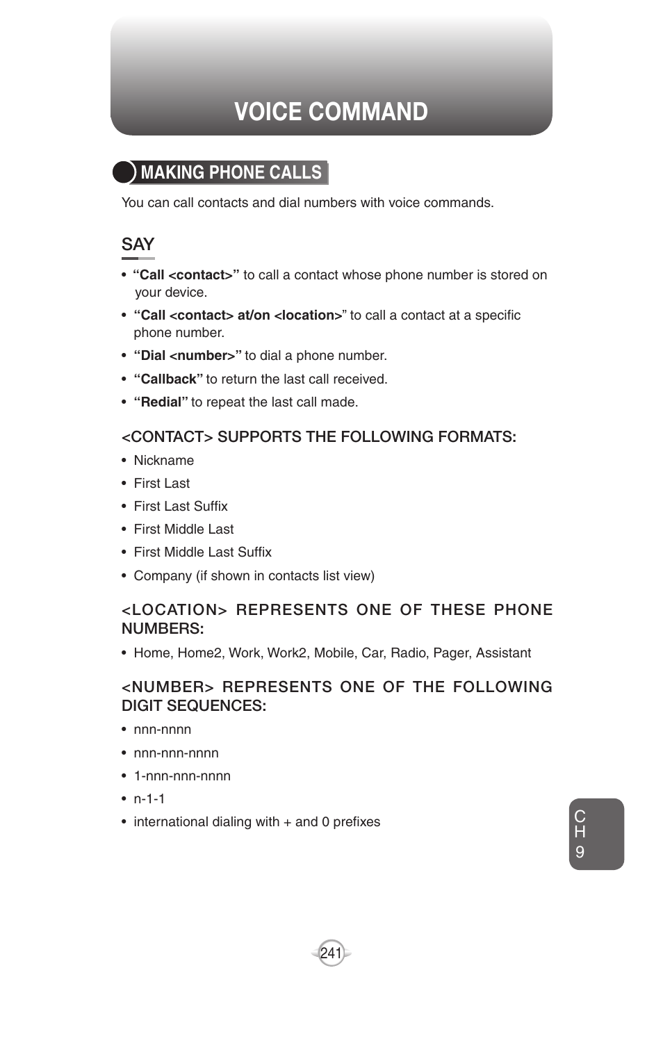 Voice command | UTStarcom PN-820 User Manual | Page 243 / 282