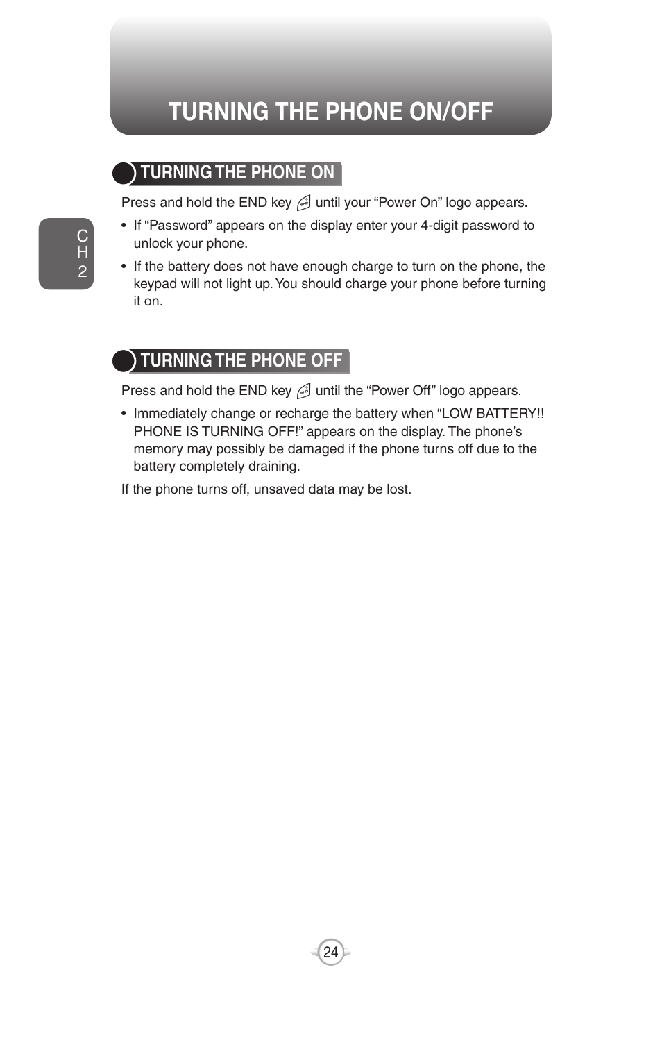 Using the quick list, Turning the phone on/off, Turning the phone on | Turning the phone off | UTStarcom PN-820 User Manual | Page 26 / 282