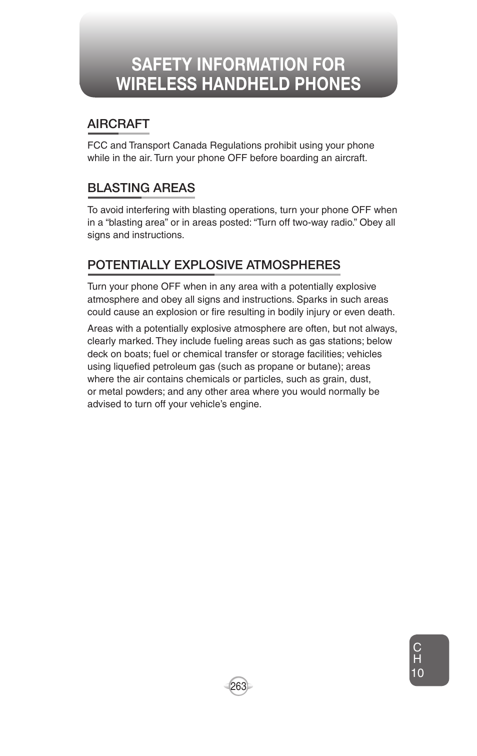Safety information for wireless handheld phones | UTStarcom PN-820 User Manual | Page 265 / 282