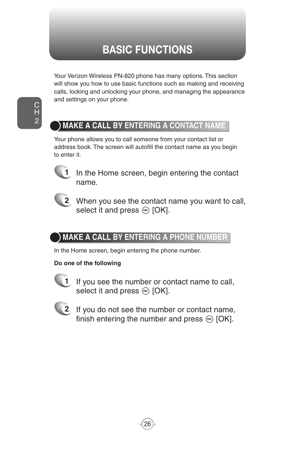Basic functions | UTStarcom PN-820 User Manual | Page 28 / 282