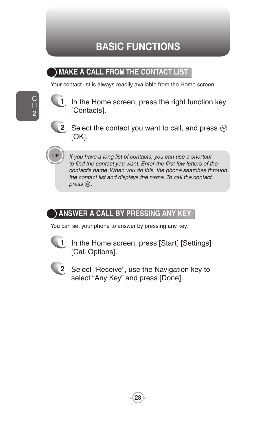 Basic functions | UTStarcom PN-820 User Manual | Page 30 / 282