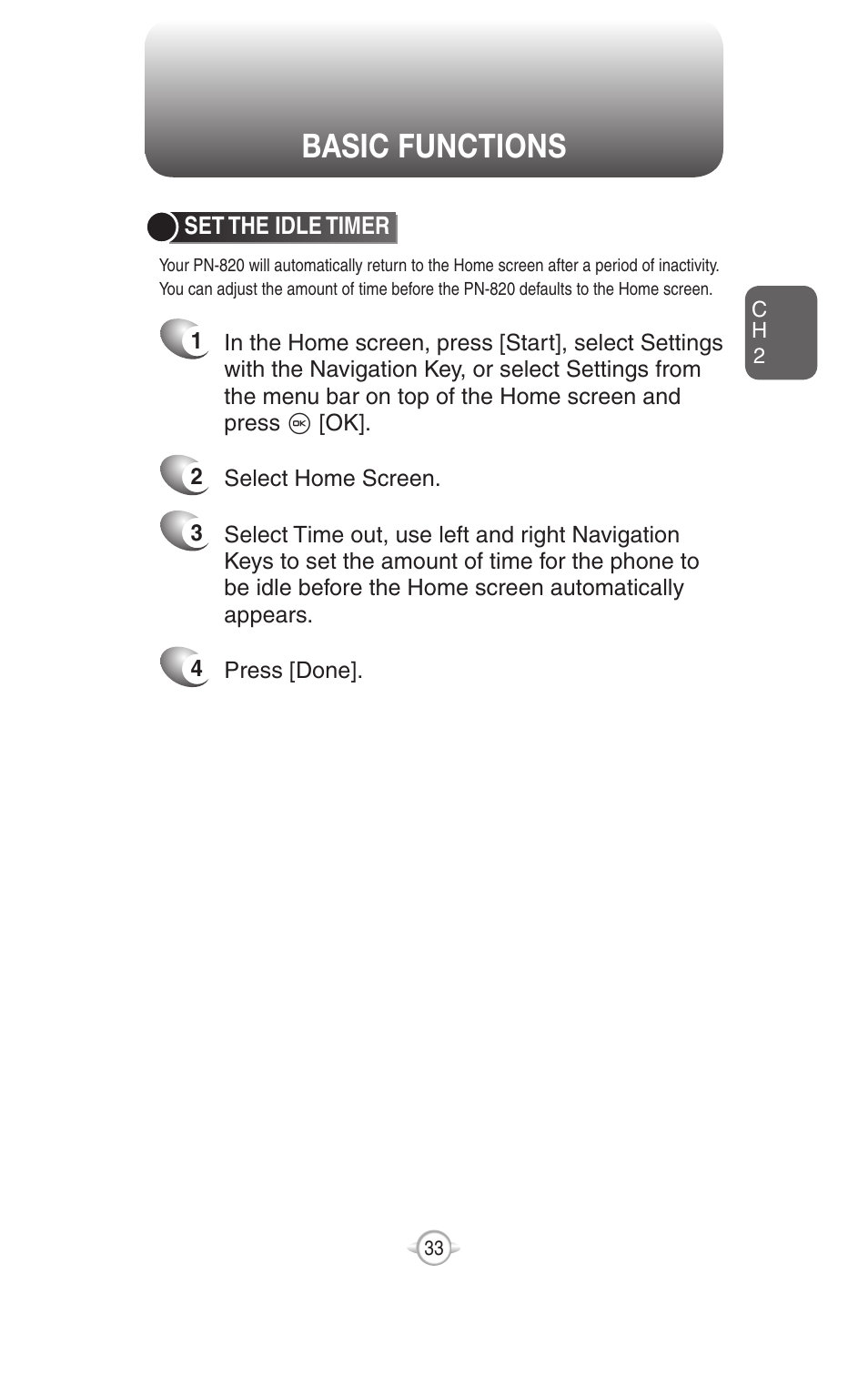 Basic functions | UTStarcom PN-820 User Manual | Page 35 / 282