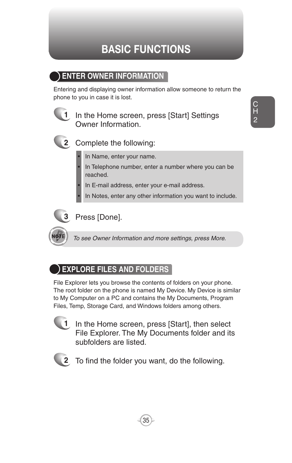 Basic functions | UTStarcom PN-820 User Manual | Page 37 / 282