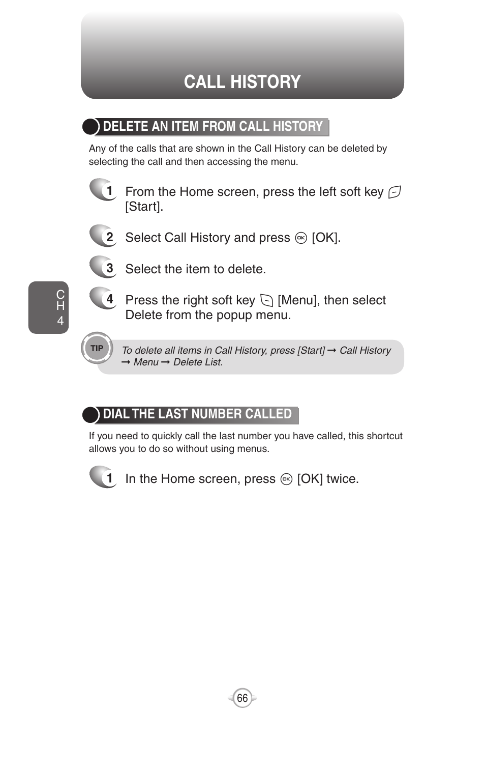 Call history | UTStarcom PN-820 User Manual | Page 68 / 282