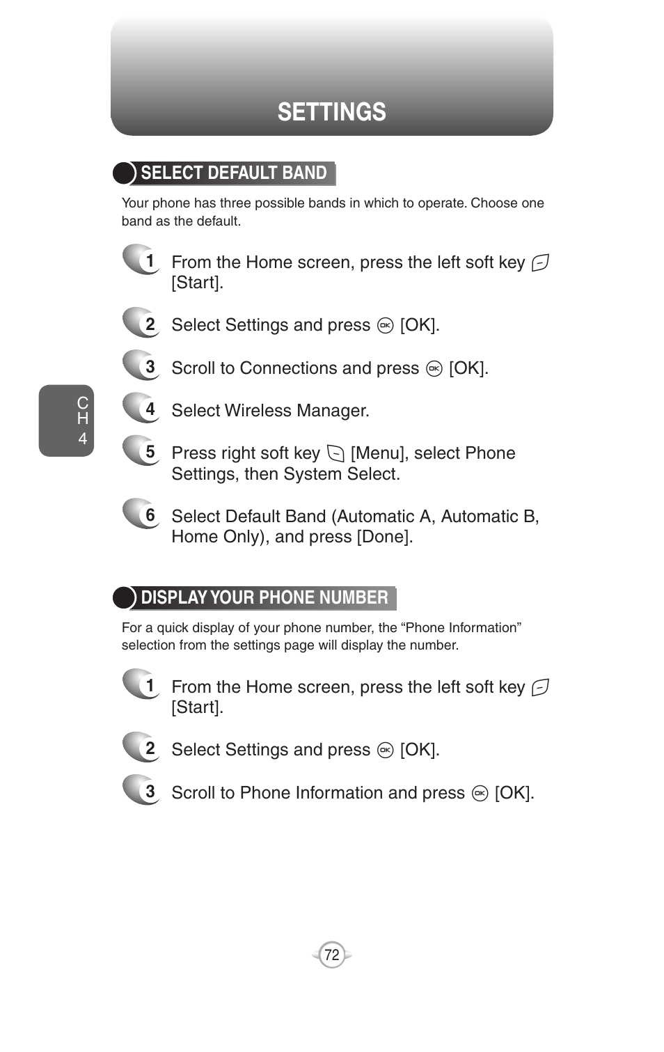 Settings | UTStarcom PN-820 User Manual | Page 74 / 282