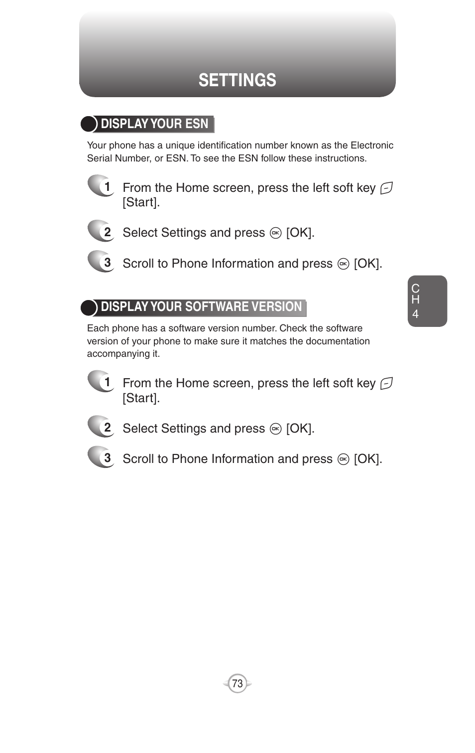 Settings | UTStarcom PN-820 User Manual | Page 75 / 282