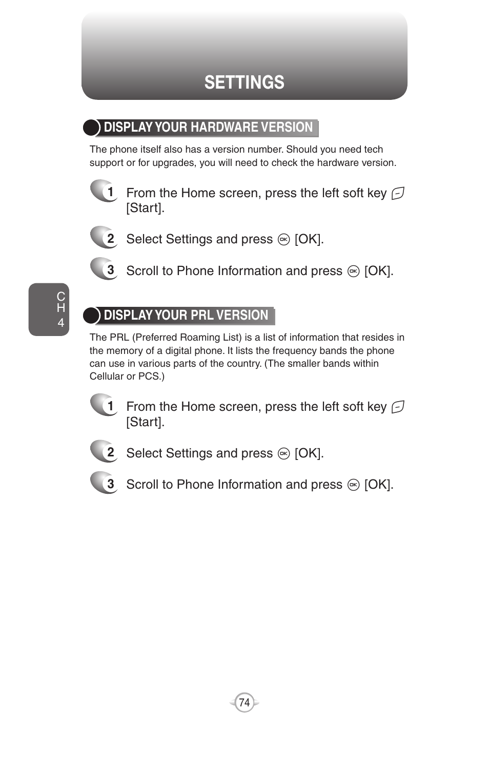 Settings | UTStarcom PN-820 User Manual | Page 76 / 282