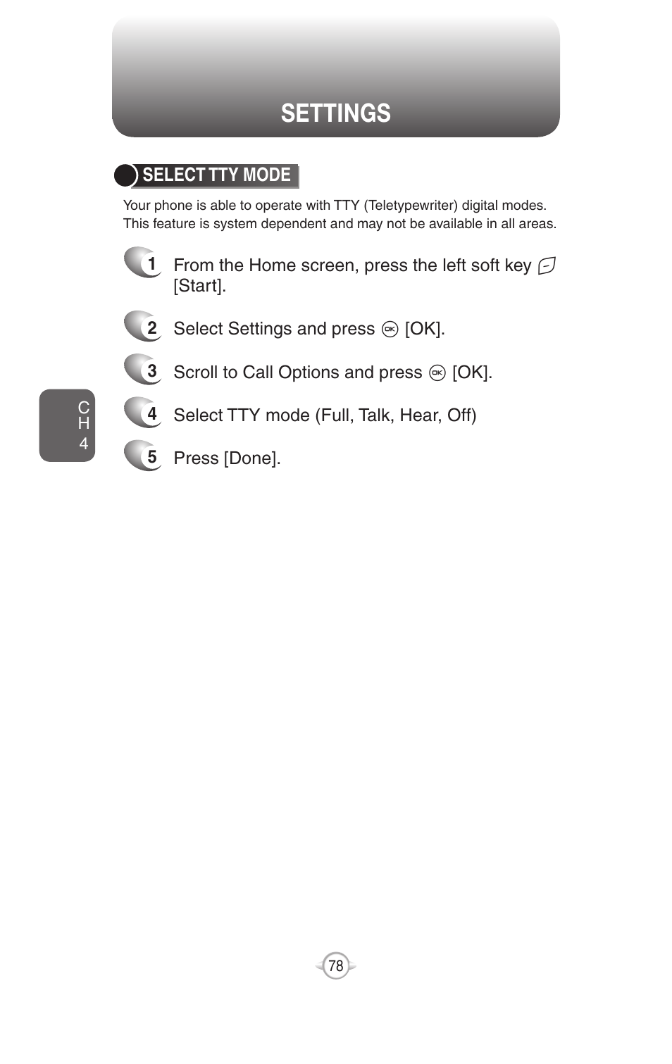 Error reporting, Settings, Turn error reporting on / off | Select tty mode | UTStarcom PN-820 User Manual | Page 80 / 282