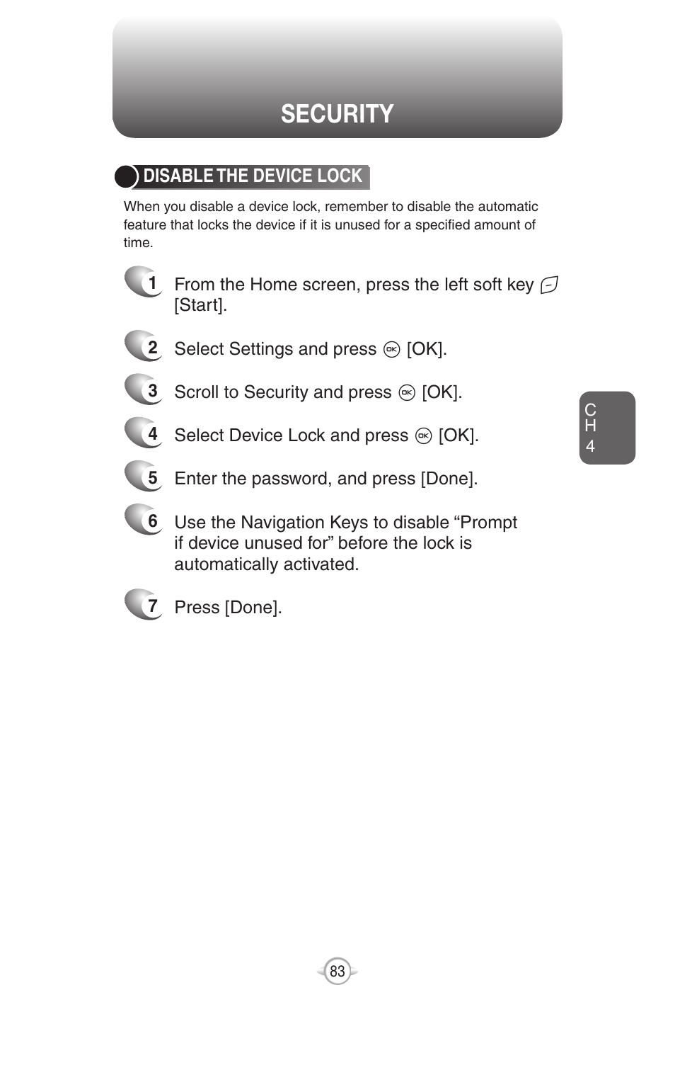Security | UTStarcom PN-820 User Manual | Page 85 / 282