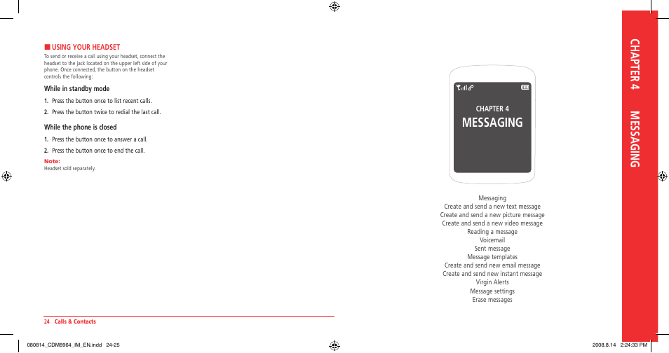 Messaging, Chapter 4 messaging | UTStarcom Shuttle CDM8964VM User Manual | Page 14 / 39