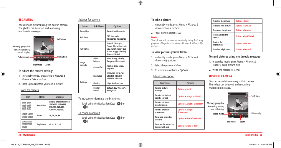 H camera, H video camera | UTStarcom Shuttle CDM8964VM User Manual | Page 19 / 39