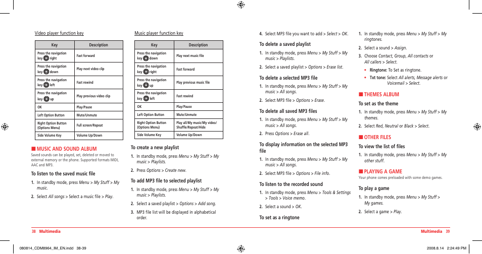 H music and sound album, H themes album, H other files | H playing a game | UTStarcom Shuttle CDM8964VM User Manual | Page 21 / 39