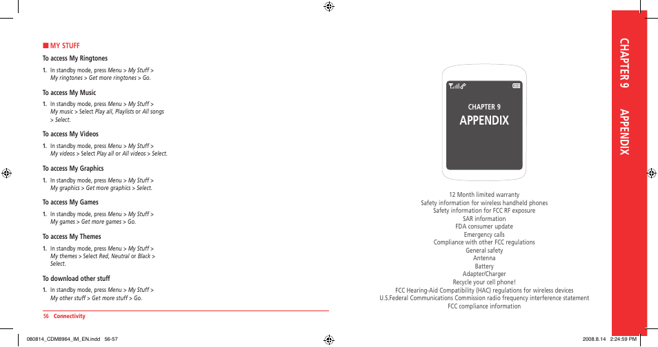 Appendix, Chapter 9 appendix | UTStarcom Shuttle CDM8964VM User Manual | Page 30 / 39