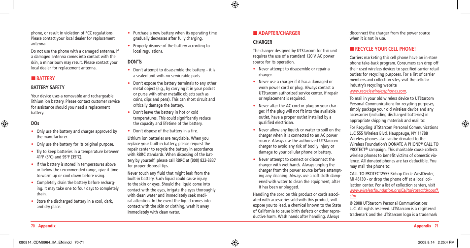 UTStarcom Shuttle CDM8964VM User Manual | Page 37 / 39