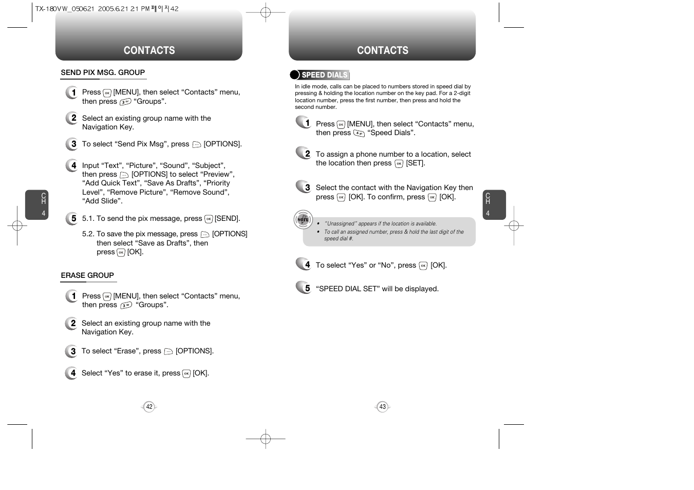 Contacts | UTStarcom CDM 1080 User Manual | Page 23 / 63
