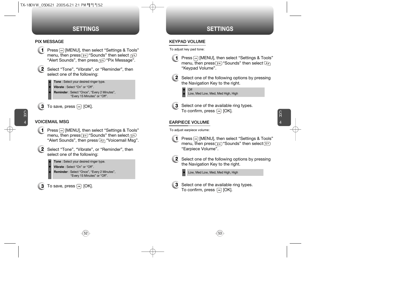 Settings | UTStarcom CDM 1080 User Manual | Page 28 / 63