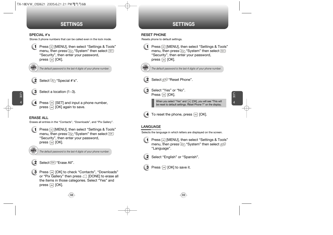 Settings | UTStarcom CDM 1080 User Manual | Page 36 / 63