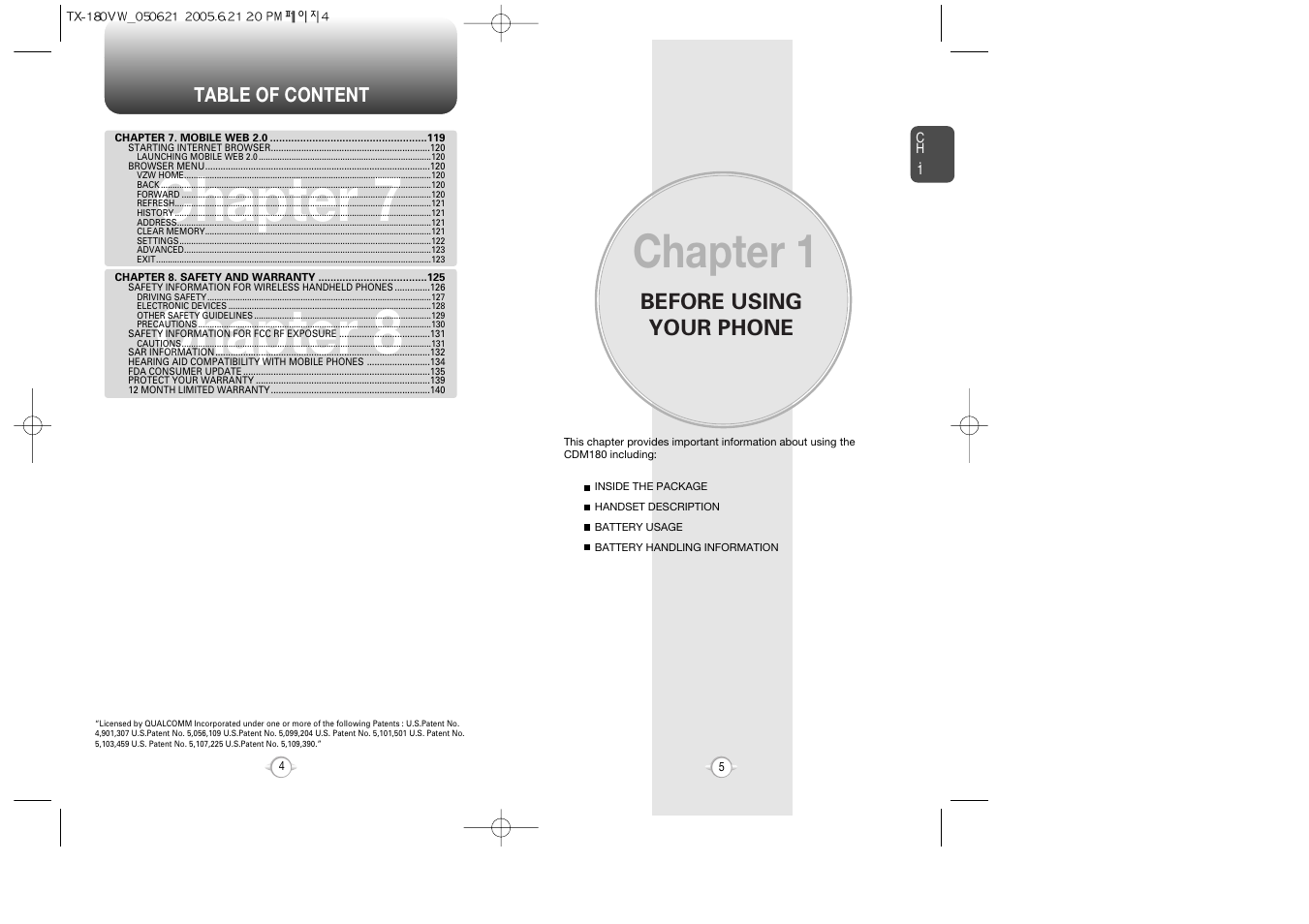 Chapter 7 chapter 8, Chapter 1 | UTStarcom CDM 1080 User Manual | Page 4 / 63