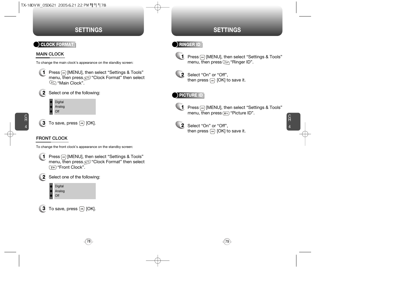 Settings | UTStarcom CDM 1080 User Manual | Page 41 / 63