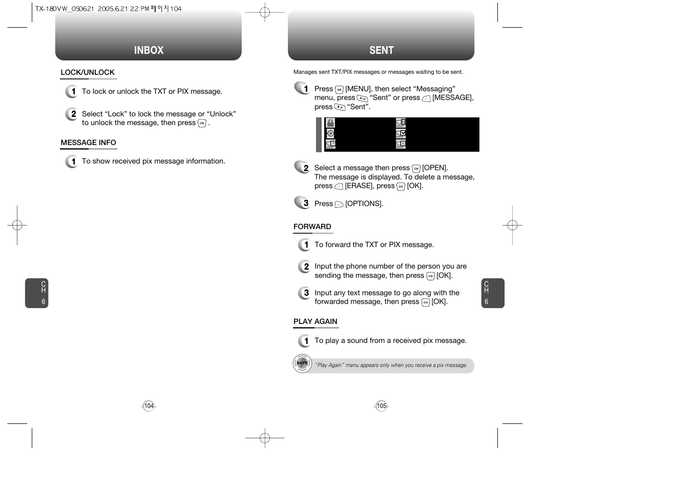 Inbox sent | UTStarcom CDM 1080 User Manual | Page 54 / 63