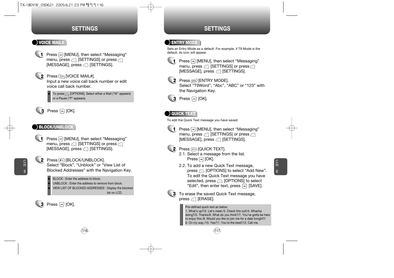 Settings | UTStarcom CDM 1080 User Manual | Page 60 / 63