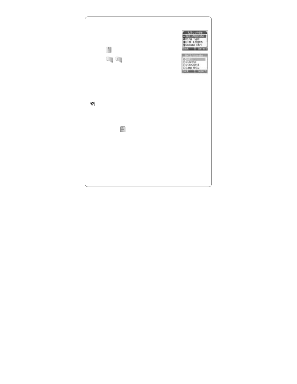 Sounds, Ibrate, 1 bell / vibrate | UTStarcom Handset User Manual | Page 25 / 87