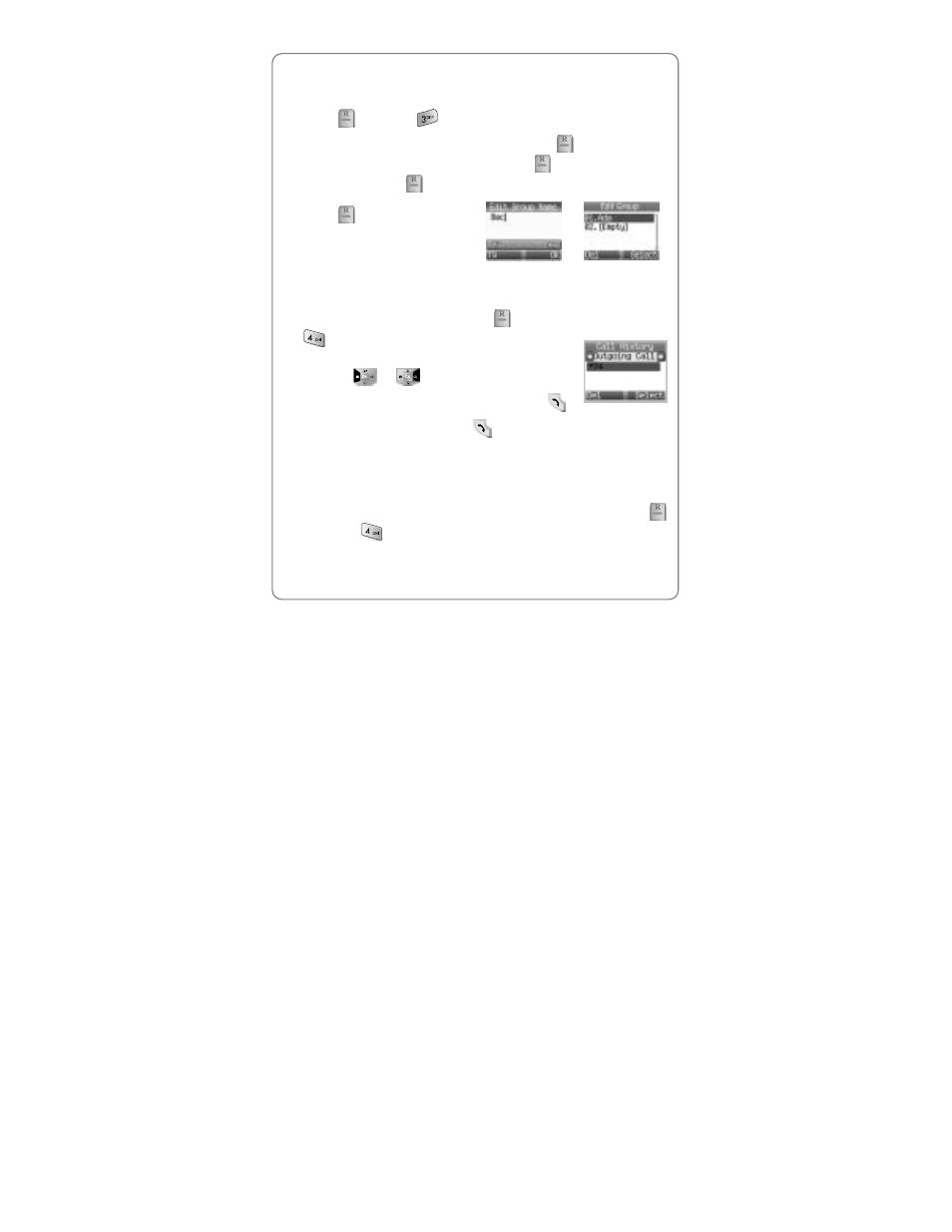 Roup, Istory, 1 outgoing calls | 3 edit group, 4 call history | UTStarcom Handset User Manual | Page 57 / 87