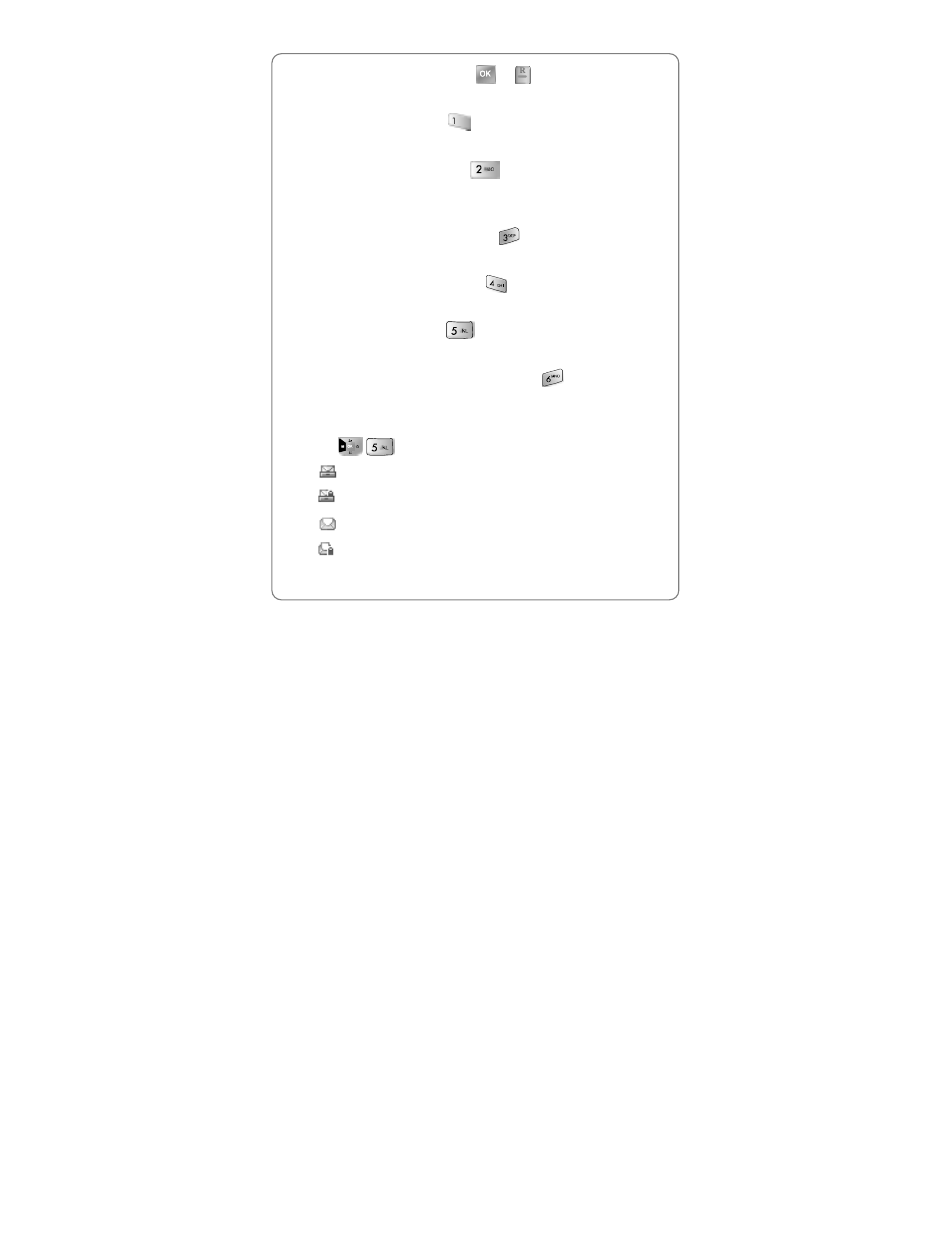 1 (re) send, 2 send to, 3 detail | 4 lock msg, 5 delete, 6 move to saved, Aved, 5 saved | UTStarcom Handset User Manual | Page 63 / 87