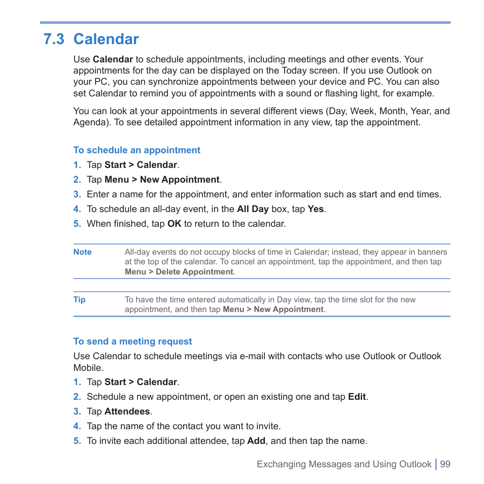 3 calendar | UTStarcom PPC-6700 User Manual | Page 100 / 149