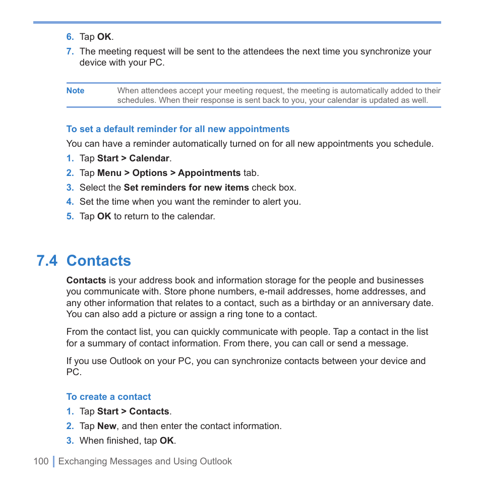 4 contacts | UTStarcom PPC-6700 User Manual | Page 101 / 149