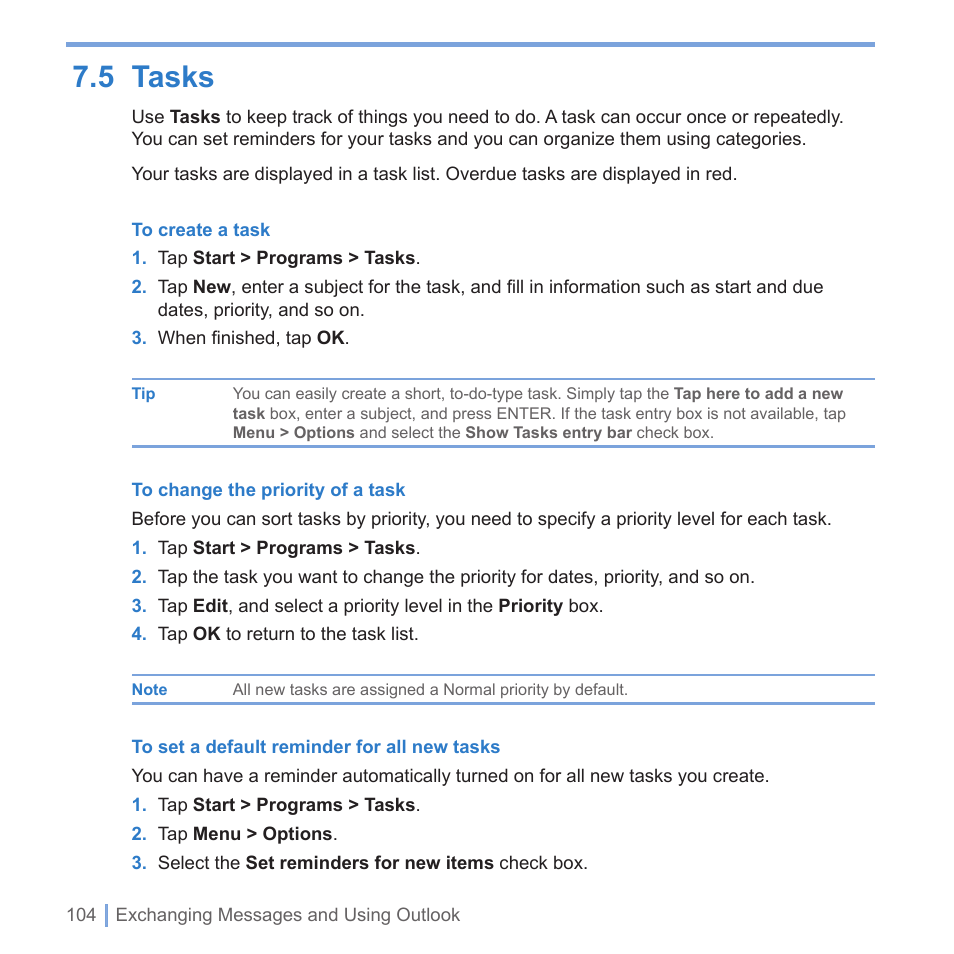 5 tasks | UTStarcom PPC-6700 User Manual | Page 105 / 149