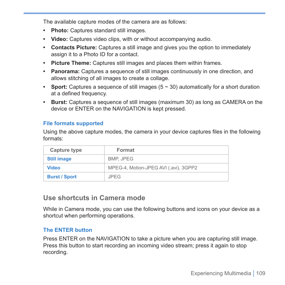 Use shortcuts in camera mode | UTStarcom PPC-6700 User Manual | Page 110 / 149
