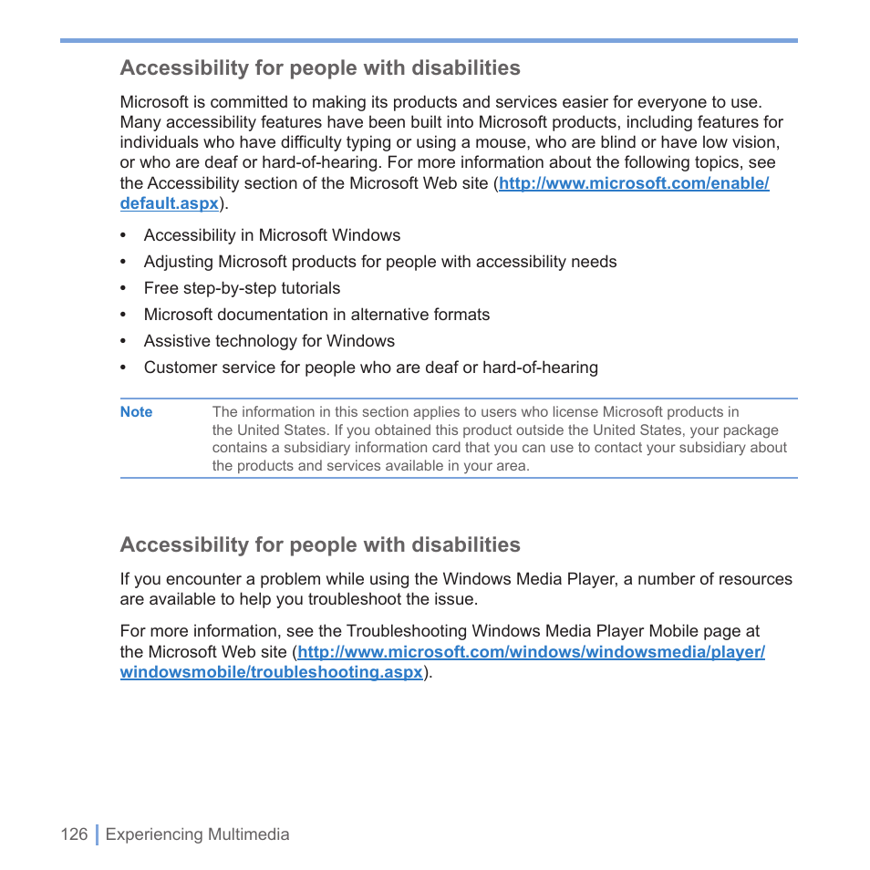 Accessibility for people with disabilities | UTStarcom PPC-6700 User Manual | Page 127 / 149