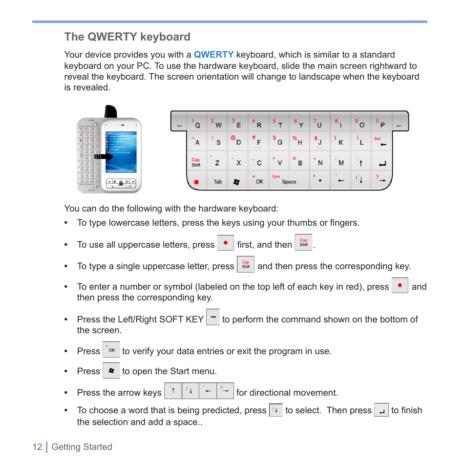 The qwerty keyboard | UTStarcom PPC-6700 User Manual | Page 13 / 149