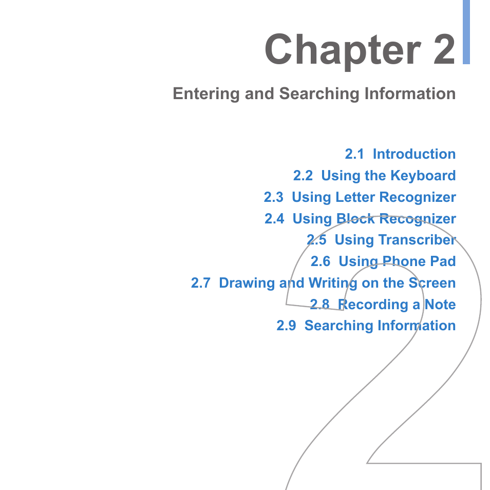 Chapter 2 entering and searching information, Chapter 2 | UTStarcom PPC-6700 User Manual | Page 23 / 149