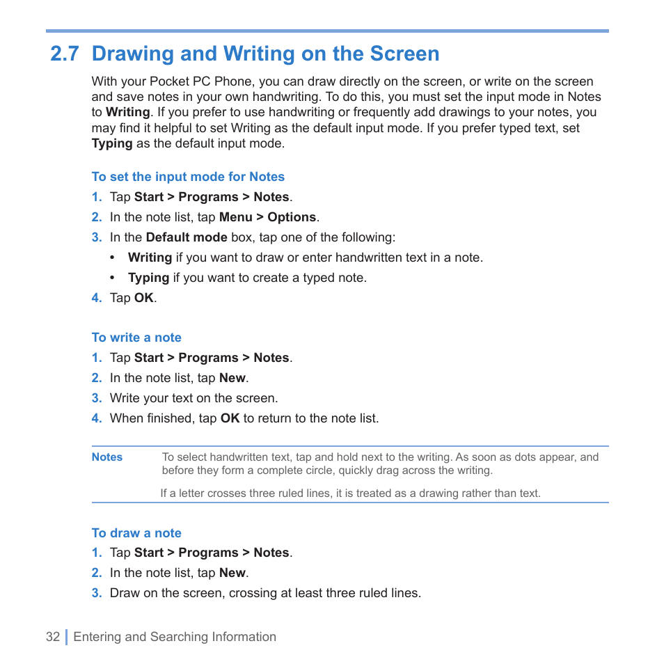 7 drawing and writing on the screen | UTStarcom PPC-6700 User Manual | Page 33 / 149