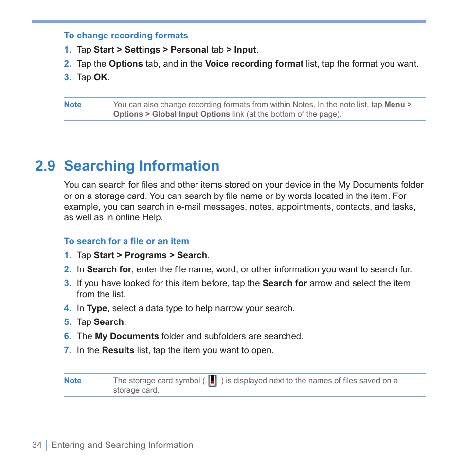 9 searching information | UTStarcom PPC-6700 User Manual | Page 35 / 149