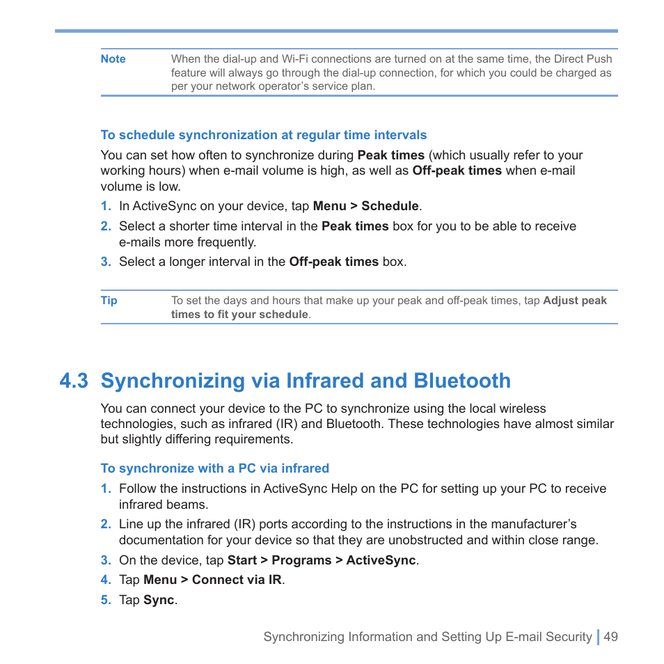 3 synchronizing via infrared and bluetooth | UTStarcom PPC-6700 User Manual | Page 50 / 149
