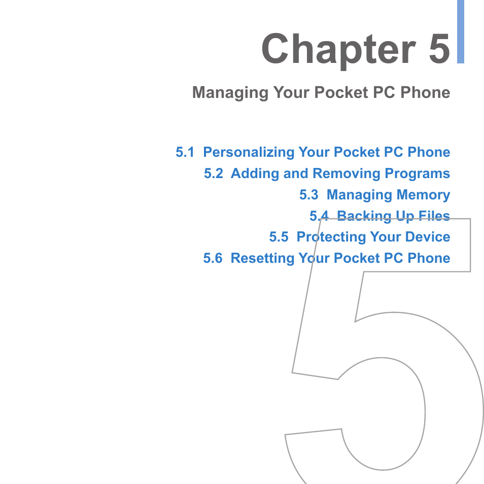 Chapter 5 managing your pocket pc phone, Chapter 5 | UTStarcom PPC-6700 User Manual | Page 54 / 149