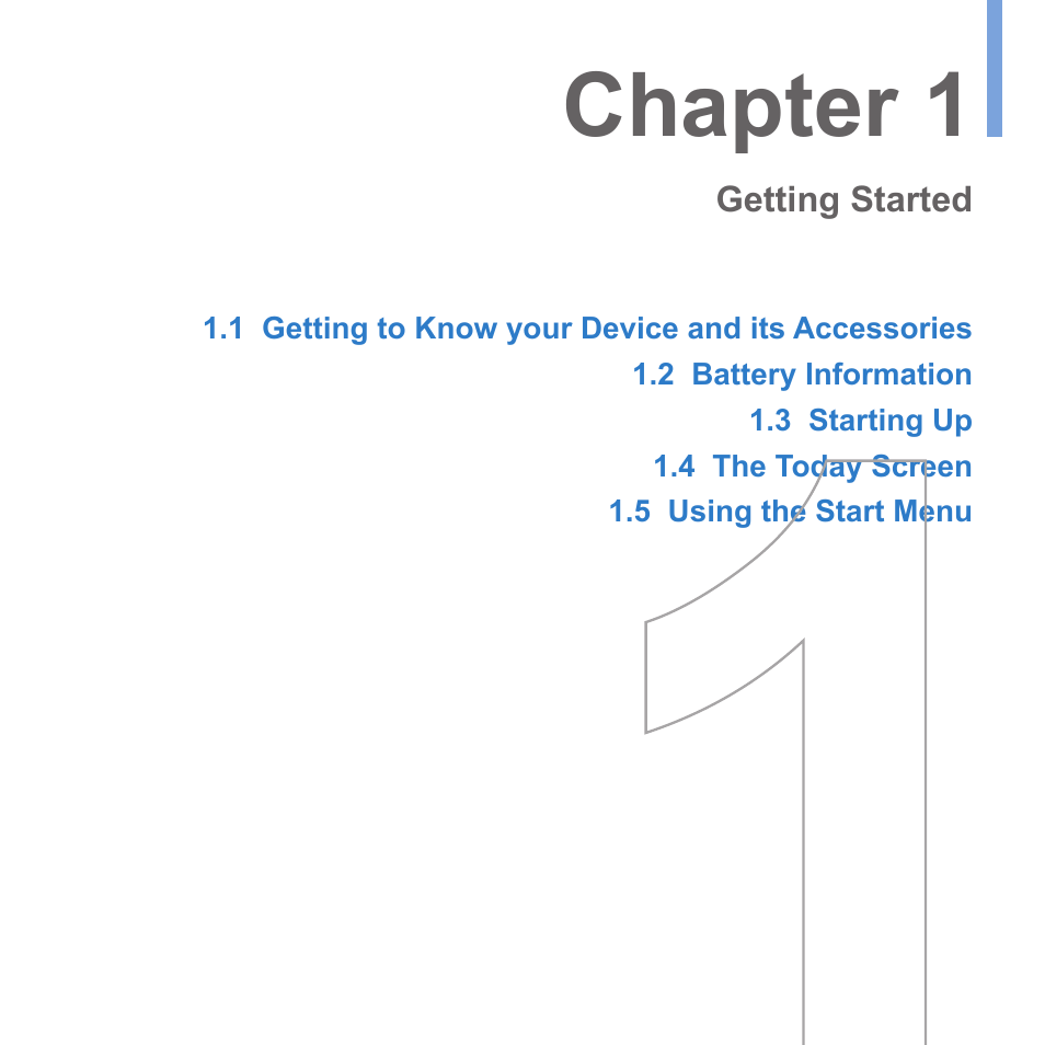 Chapter 1 getting started, Chapter 1 | UTStarcom PPC-6700 User Manual | Page 8 / 149