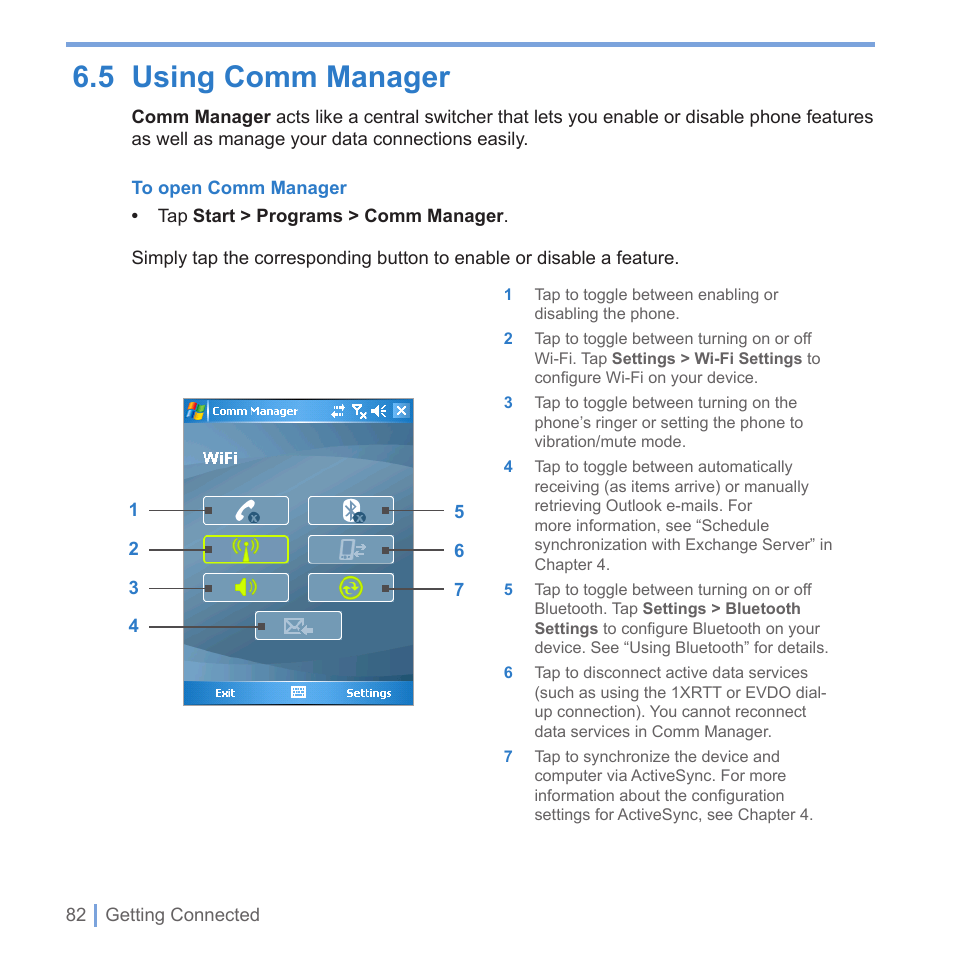5 using comm manager | UTStarcom PPC-6700 User Manual | Page 83 / 149