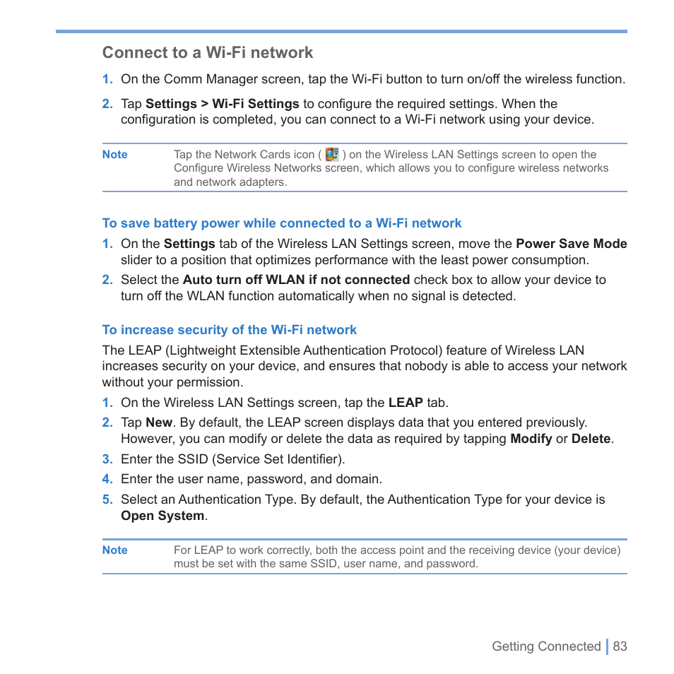 Connect to a wi-fi network | UTStarcom PPC-6700 User Manual | Page 84 / 149