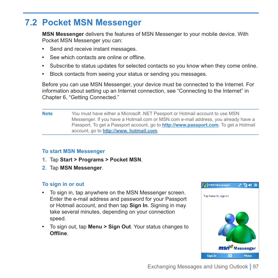 2 pocket msn messenger | UTStarcom PPC-6700 User Manual | Page 98 / 149