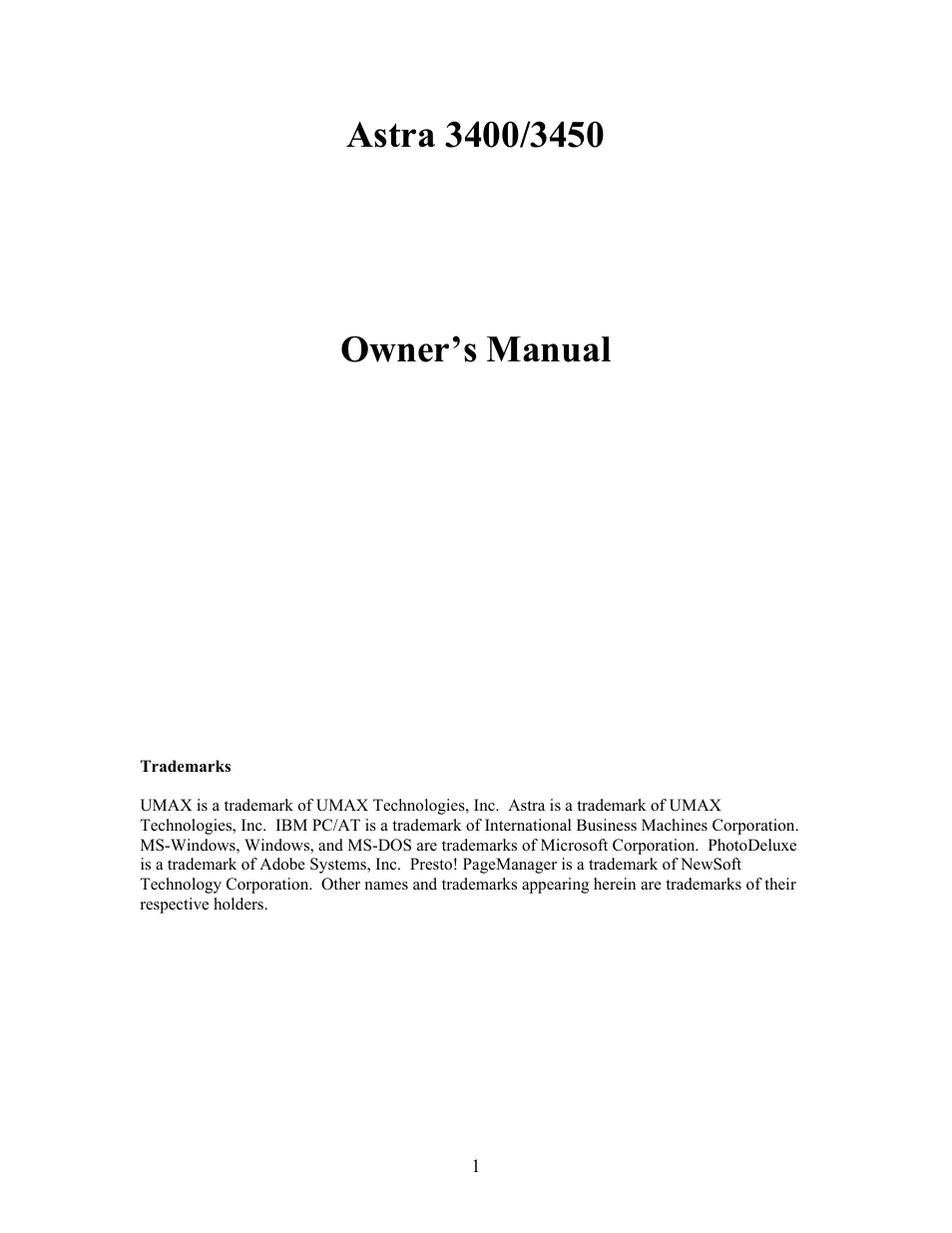 UMAX Technologies Astra 3400 User Manual | 57 pages